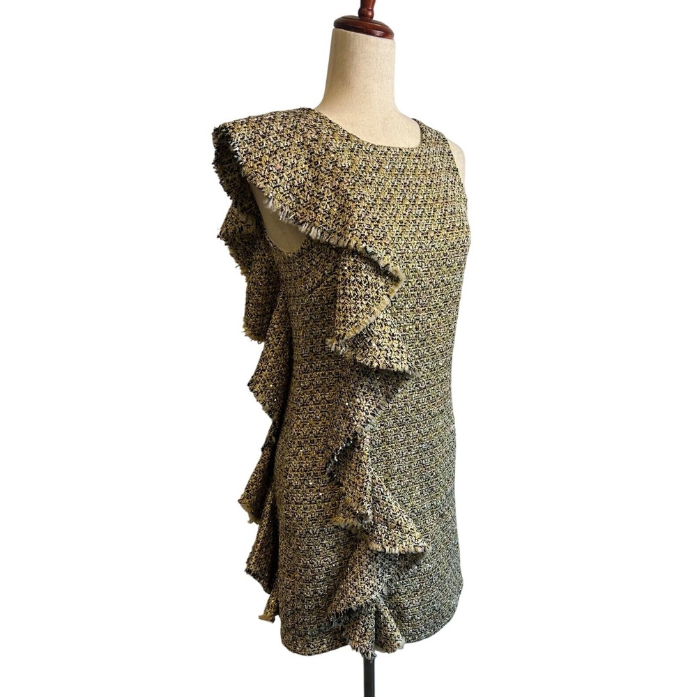 Julie Brown NYC Tweed Dress Women's Size‎ 2 Ruffle Sleeveless Cocktail